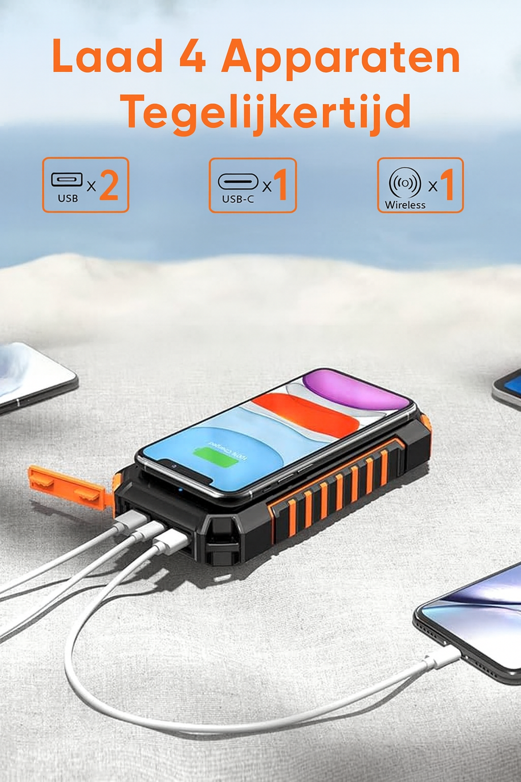 Zonne-energie Powerbank met flashlight voor NOOD™