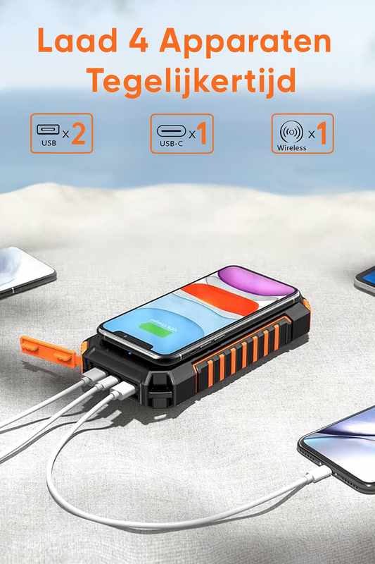 Zonne-energie Powerbank met flashlight voor NOOD™