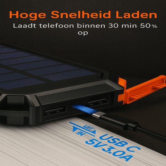 Zonne-energie Powerbank met flashlight voor NOOD™